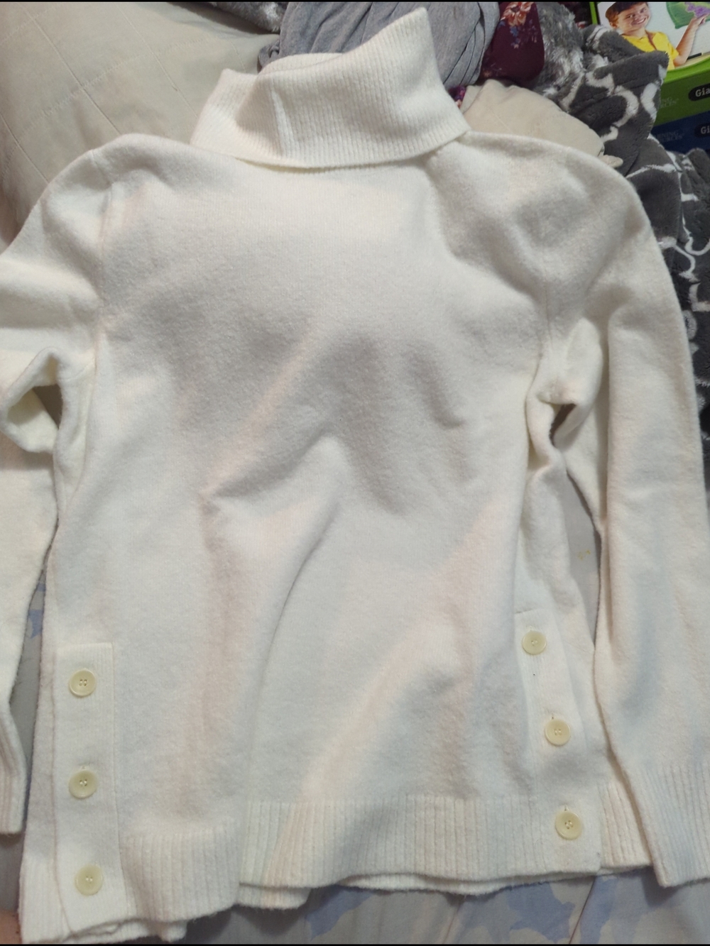 J. Crew Cream Turtleneck Sweater with Side Buttons
